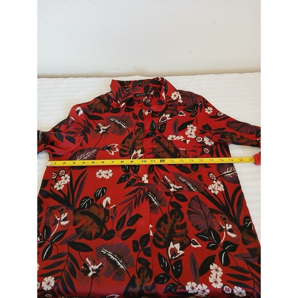 ZARA Basic Women's Floral Chiffon Long Sleeve Button Up Shirt S Multicolor Relax - Picture 10 of 14
